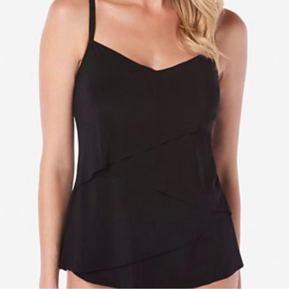 Magicsuit by Miraclesuit Chloe Solid Tankini Top SZ 14 Beach Slimming Wear - Picture 1 of 11